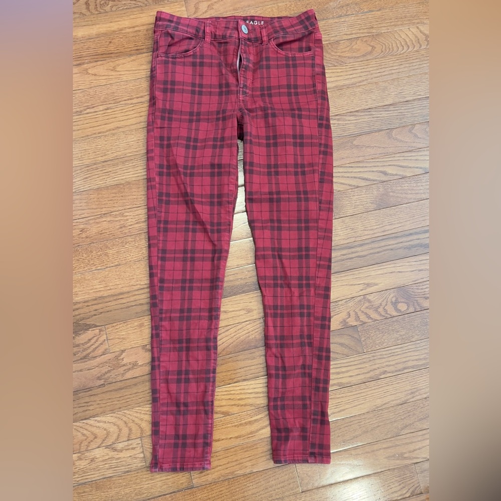 American Eagle Hi Rise Jegging Stretch Size 6 Plaid